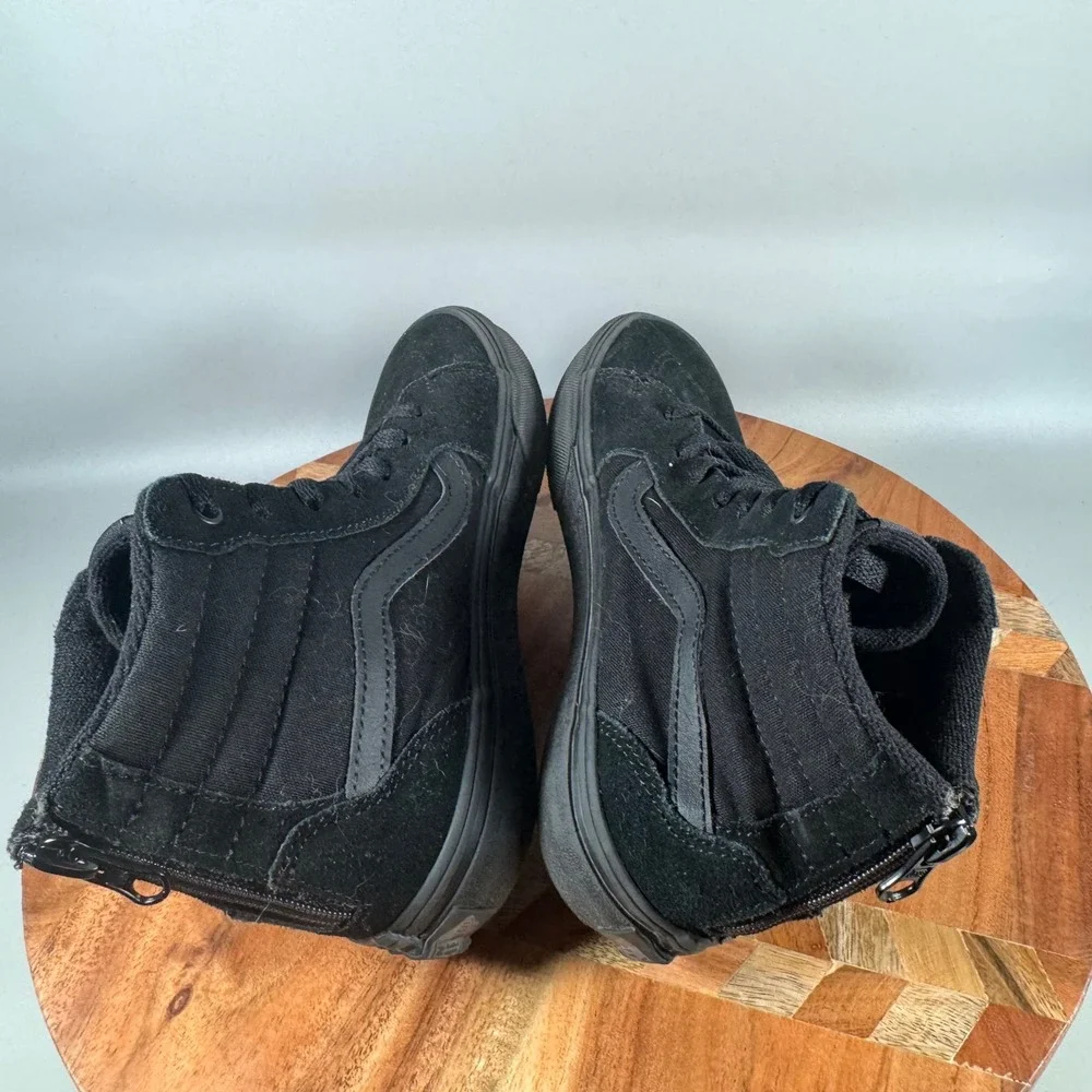 Vans Kids Sk8-Hi Zip Black Suede Canvas High Top Sneakers Youth 3.0 721356